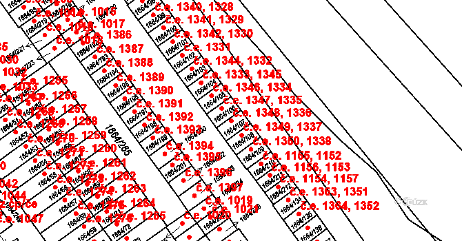 Teplické Předměstí 1336,1348, Bílina na parcele st. 1664/107 v KÚ Bílina, Katastrální mapa