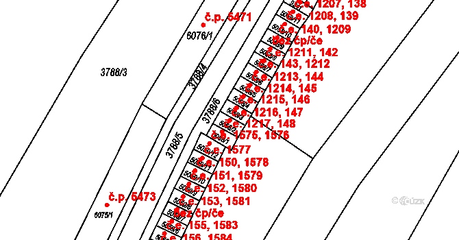 Zlín 147,1216 na parcele st. 5058/2 v KÚ Zlín, Katastrální mapa