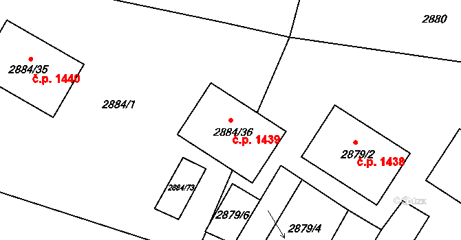 Velké Meziříčí 1439 na parcele st. 2884/36 v KÚ Velké Meziříčí, Katastrální mapa