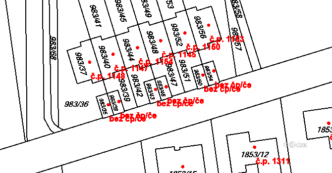 Opava 38099446 na parcele st. 983/46 v KÚ Kylešovice, Katastrální mapa