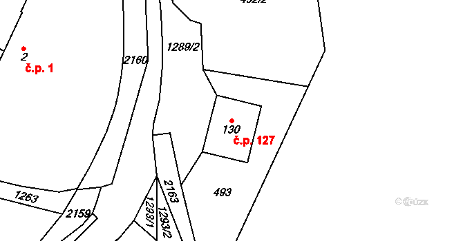 Vranovice 127 na parcele st. 130 v KÚ Vranovice pod Třemšínem, Katastrální mapa