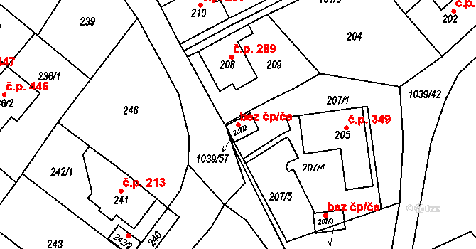 Teplice 39158446 na parcele st. 207/2 v KÚ Sobědruhy, Katastrální mapa