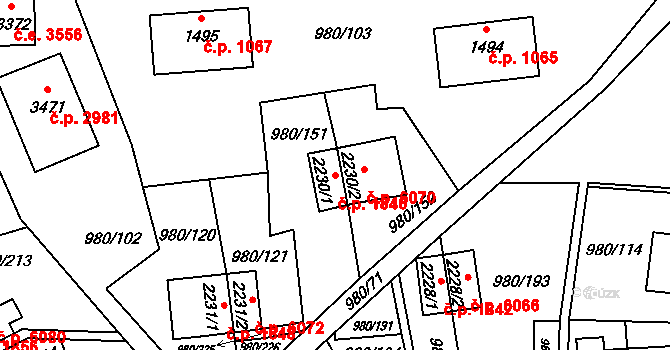 Zlín 1846 na parcele st. 2230/1 v KÚ Zlín, Katastrální mapa