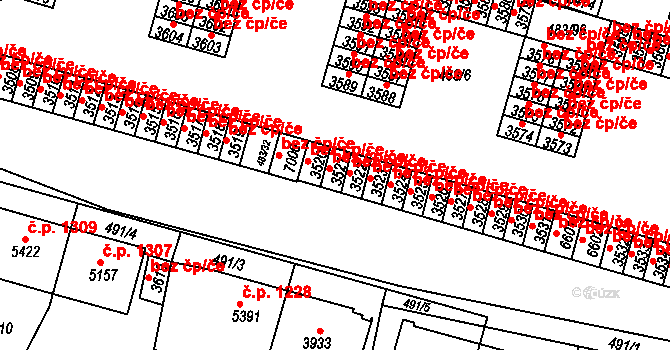 Třebíč 43277446 na parcele st. 3521 v KÚ Třebíč, Katastrální mapa