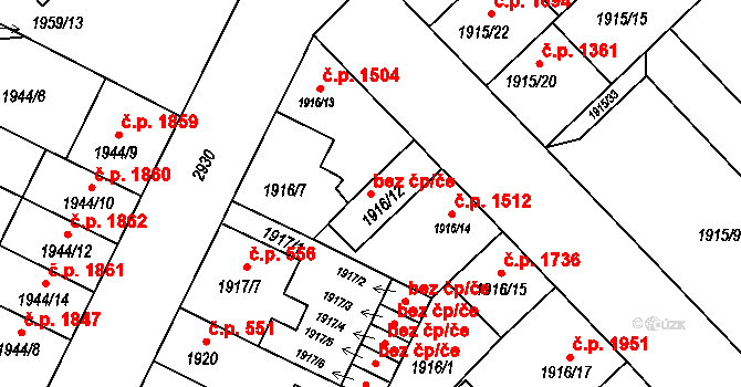 Opava 43798446 na parcele st. 1916/12 v KÚ Opava-Předměstí, Katastrální mapa