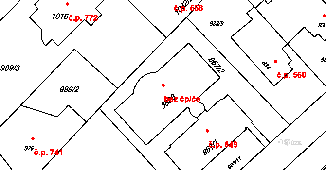 Rožnov pod Radhoštěm 45644446 na parcele st. 3828 v KÚ Rožnov pod Radhoštěm, Katastrální mapa