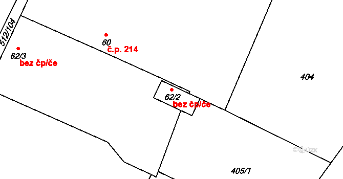 Bašť 46089446 na parcele st. 62/2 v KÚ Bašť, Katastrální mapa