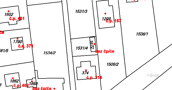 Chyňava 46981446 na parcele st. 1672 v KÚ Chyňava, Katastrální mapa