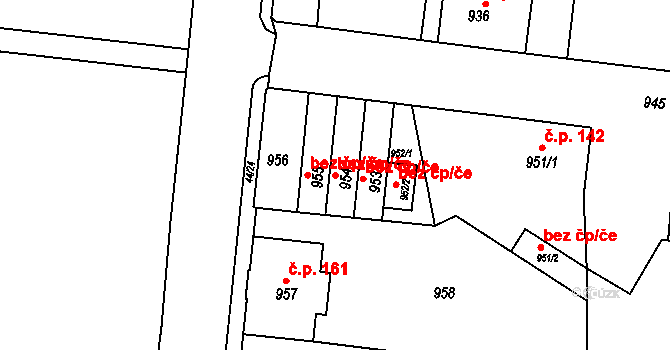 Děčín 47229446 na parcele st. 954 v KÚ Boletice nad Labem, Katastrální mapa