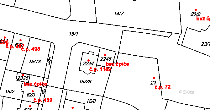 Olomouc 47345446 na parcele st. 2245 v KÚ Hodolany, Katastrální mapa