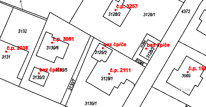Teplice 49874446 na parcele st. 3129/2 v KÚ Teplice, Katastrální mapa