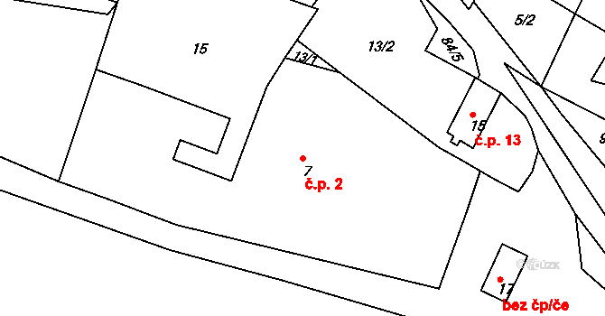 Kaňkov 2, Braňany na parcele st. 7 v KÚ Kaňkov, Katastrální mapa