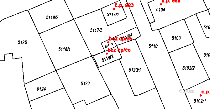 Česká Lípa 50214446 na parcele st. 5119/2 v KÚ Česká Lípa, Katastrální mapa