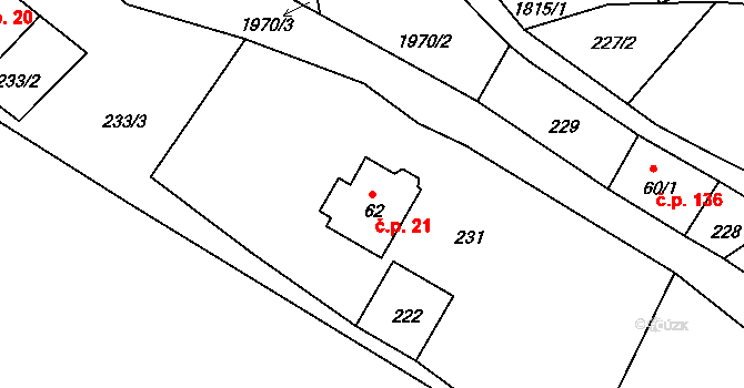 Kerhartice 21, Česká Kamenice na parcele st. 62 v KÚ Kerhartice, Katastrální mapa