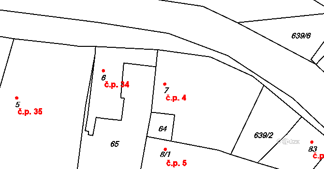 Byškovice 4, Neratovice na parcele st. 7 v KÚ Byškovice, Katastrální mapa