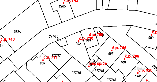 Náchod 710 na parcele st. 992 v KÚ Náchod, Katastrální mapa