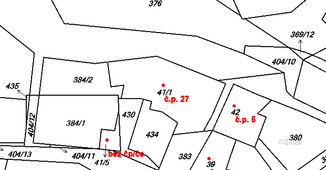 Horní Raškovice 27, Svinčany na parcele st. 41/1 v KÚ Raškovice u Přelouče, Katastrální mapa