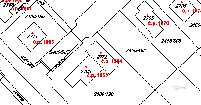 Tišnov 1964 na parcele st. 2762 v KÚ Tišnov, Katastrální mapa
