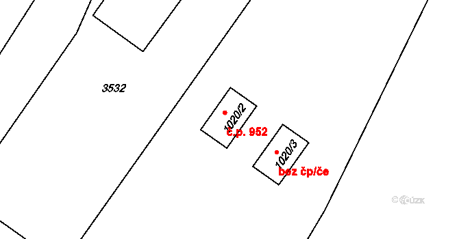 Humpolec 952 na parcele st. 1020/2 v KÚ Humpolec, Katastrální mapa