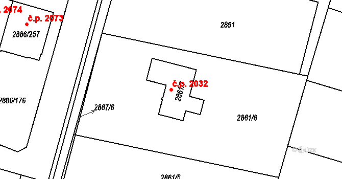 Šenov 2032 na parcele st. 2861/7 v KÚ Šenov u Ostravy, Katastrální mapa