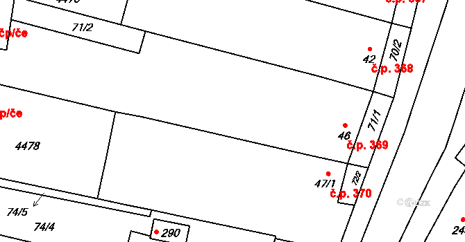 Míšovice 369, Hostěradice na parcele st. 46 v KÚ Míšovice, Katastrální mapa
