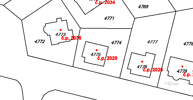 Přerov I-Město 2029, Přerov na parcele st. 4775 v KÚ Přerov, Katastrální mapa