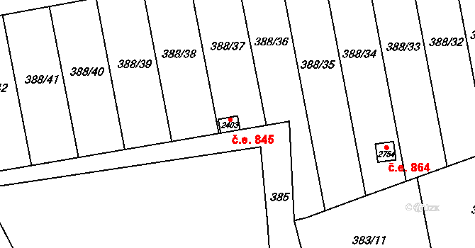 Lipník nad Bečvou I-Město 845, Lipník nad Bečvou na parcele st. 2403 v KÚ Lipník nad Bečvou, Katastrální mapa