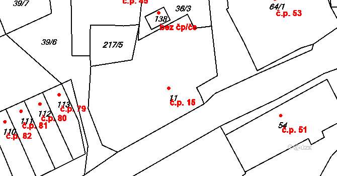 Bor 15, Sadov na parcele st. 11 v KÚ Bor u Karlových Var, Katastrální mapa