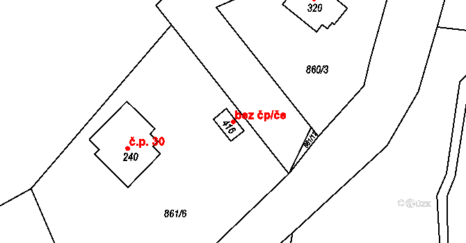 Pustá Rybná 121763447 na parcele st. 416 v KÚ Pustá Rybná, Katastrální mapa