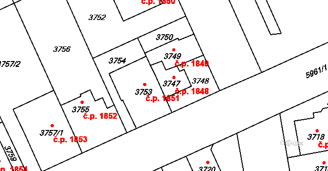 Jihlava 1848 na parcele st. 3747 v KÚ Jihlava, Katastrální mapa