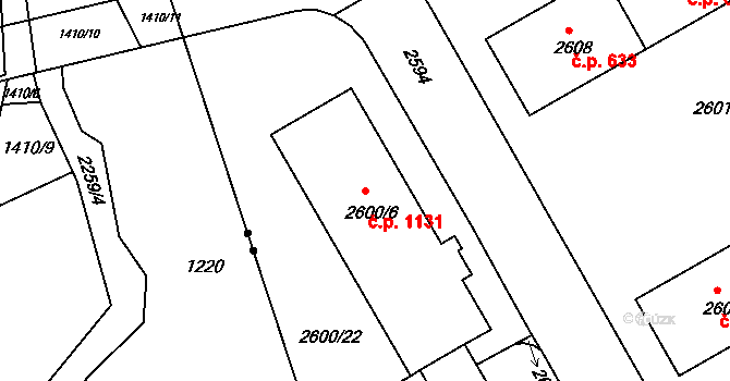 Lyžbice 1131, Třinec na parcele st. 2600/6 v KÚ Lyžbice, Katastrální mapa