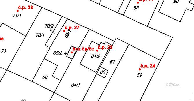 Vrbno pod Pradědem 25 na parcele st. 64/2 v KÚ Vrbno pod Pradědem, Katastrální mapa