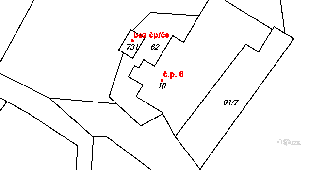 Horní Sklenov 6, Hukvaldy na parcele st. 10 v KÚ Sklenov, Katastrální mapa