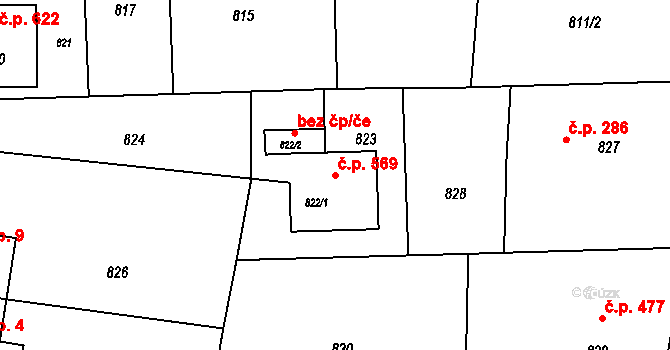 Horní Těrlicko 569, Těrlicko na parcele st. 822/1 v KÚ Horní Těrlicko, Katastrální mapa