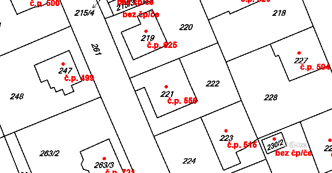 Hrádek nad Nisou 556 na parcele st. 221 v KÚ Hrádek nad Nisou, Katastrální mapa
