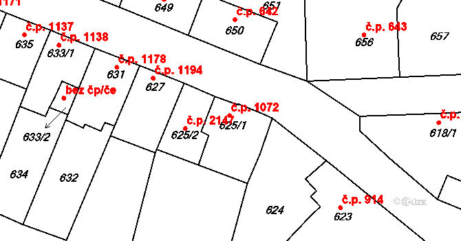 Tachov 1072 na parcele st. 625/1 v KÚ Tachov, Katastrální mapa