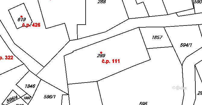 Šumvald 111 na parcele st. 289 v KÚ Šumvald, Katastrální mapa
