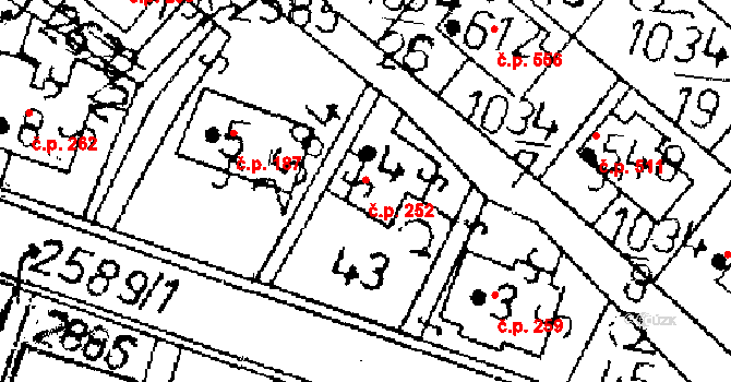 Kamenický Šenov 252 na parcele st. 4 v KÚ Kamenický Šenov, Katastrální mapa