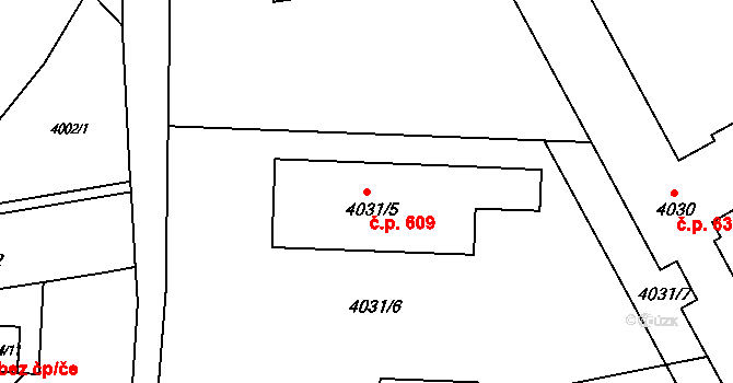Semily 609 na parcele st. 4031/5 v KÚ Semily, Katastrální mapa