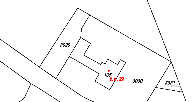 Valteřice 23, Výprachtice na parcele st. 105 v KÚ Valteřice u Výprachtic, Katastrální mapa