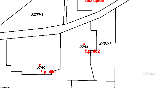 Žamberk 802 na parcele st. 2784 v KÚ Žamberk, Katastrální mapa
