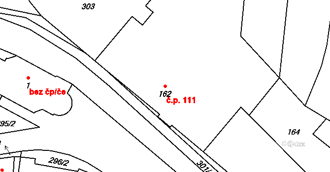 Semice 111 na parcele st. 162 v KÚ Semice nad Labem, Katastrální mapa