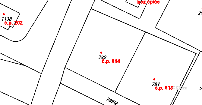 Strakonice I 614, Strakonice na parcele st. 782 v KÚ Strakonice, Katastrální mapa