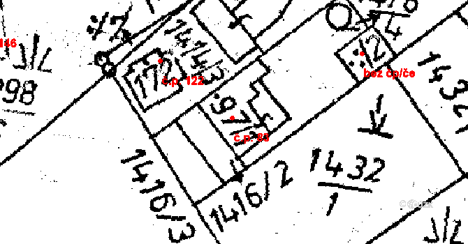 Těmice 83 na parcele st. 97/1 v KÚ Těmice u Kamenice nad Lipou, Katastrální mapa