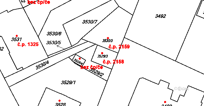 Frýdek 2158, Frýdek-Místek na parcele st. 3529/3 v KÚ Frýdek, Katastrální mapa