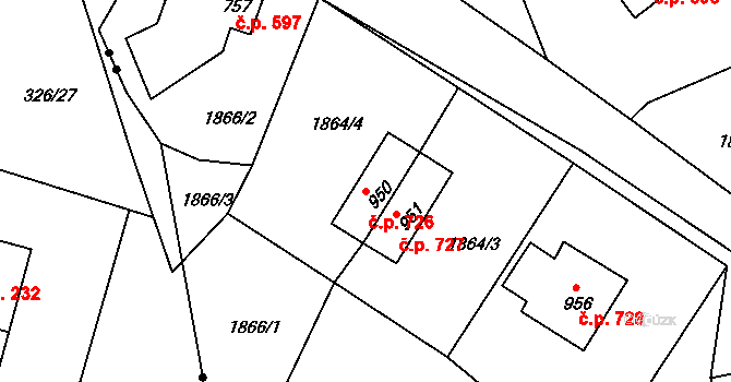 Česká Kamenice 726 na parcele st. 950 v KÚ Česká Kamenice, Katastrální mapa