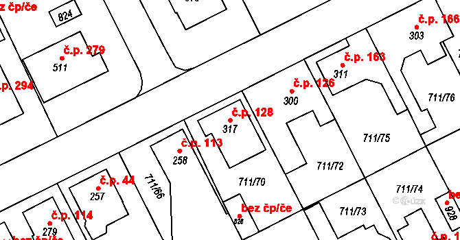 Daliměřice 128, Turnov na parcele st. 317 v KÚ Daliměřice, Katastrální mapa