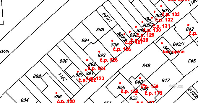 Prosek 125, Praha na parcele st. 893 v KÚ Prosek, Katastrální mapa