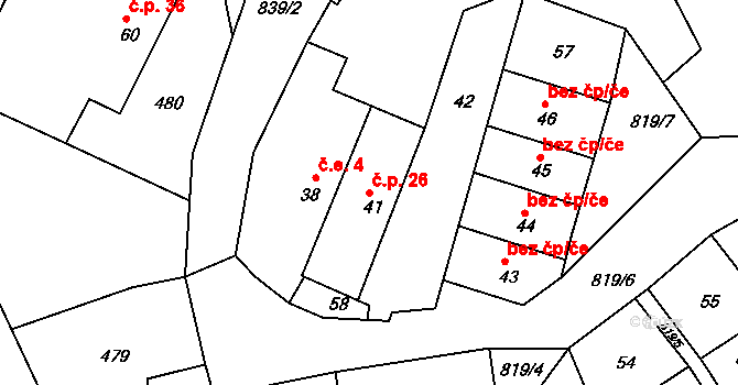 Krašovice 26, Krásná Hora nad Vltavou na parcele st. 41 v KÚ Krašovice, Katastrální mapa