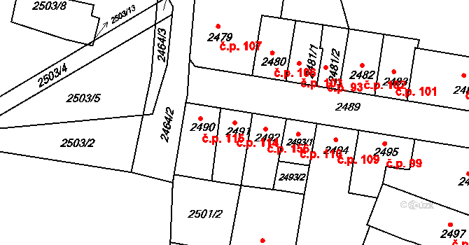 Příbram IV 114, Příbram na parcele st. 2491 v KÚ Příbram, Katastrální mapa